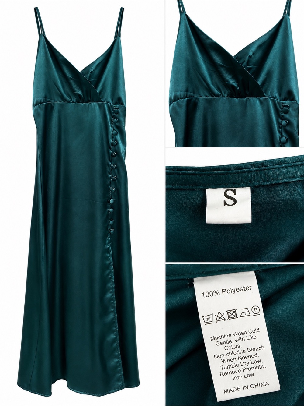 Silky Green Slip Dress - S